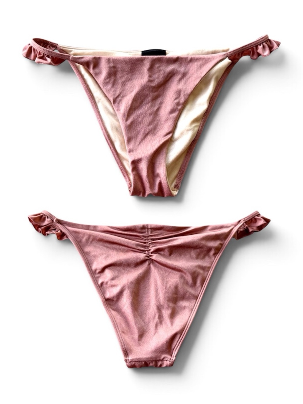 PacSun L.A. Hearts Dusty Rose Metallic Ruffle Detail Bikini Bottom Sz Medium